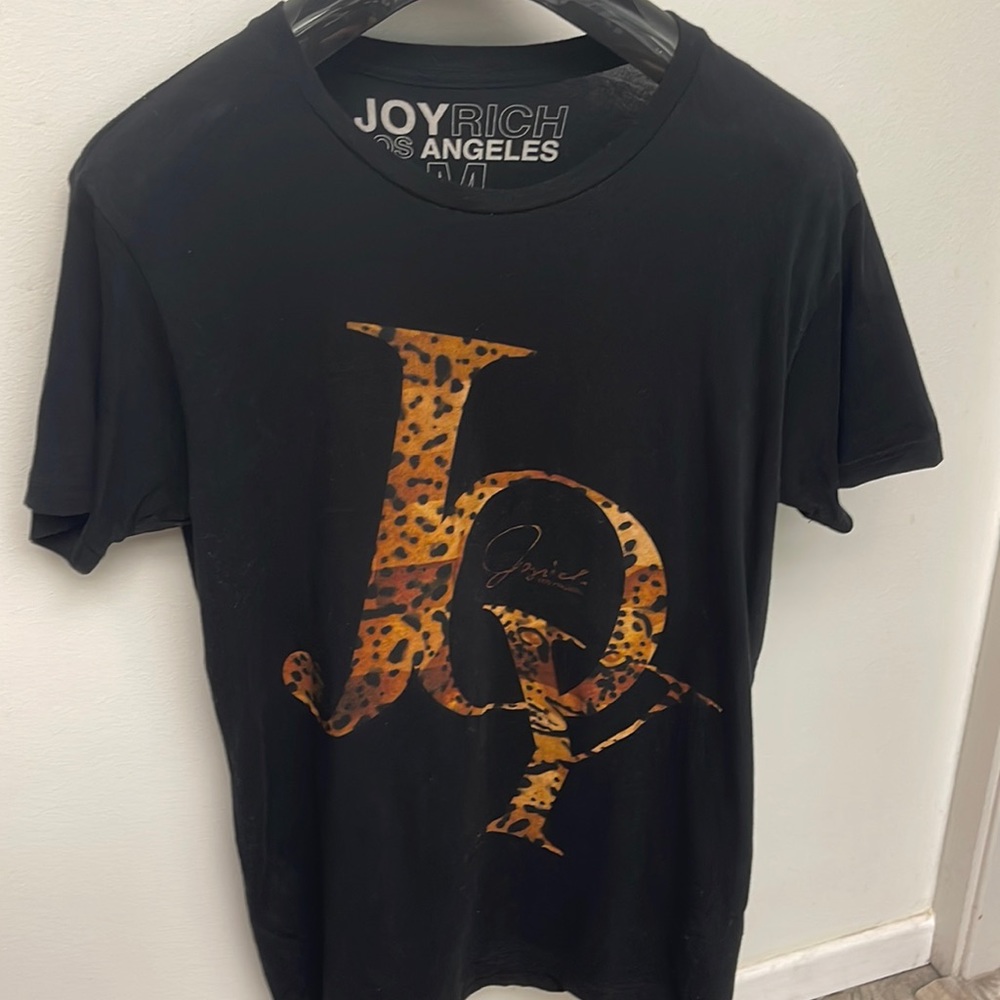 Vintage 1990s JOYRICH animal print black tee M
